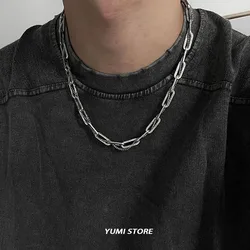 Hip-Hop Textured Titanium Steel Necklace For Man Woman Punk Wrapped Clavicle Choker Necklace Unisex Street Jewelry Accessories