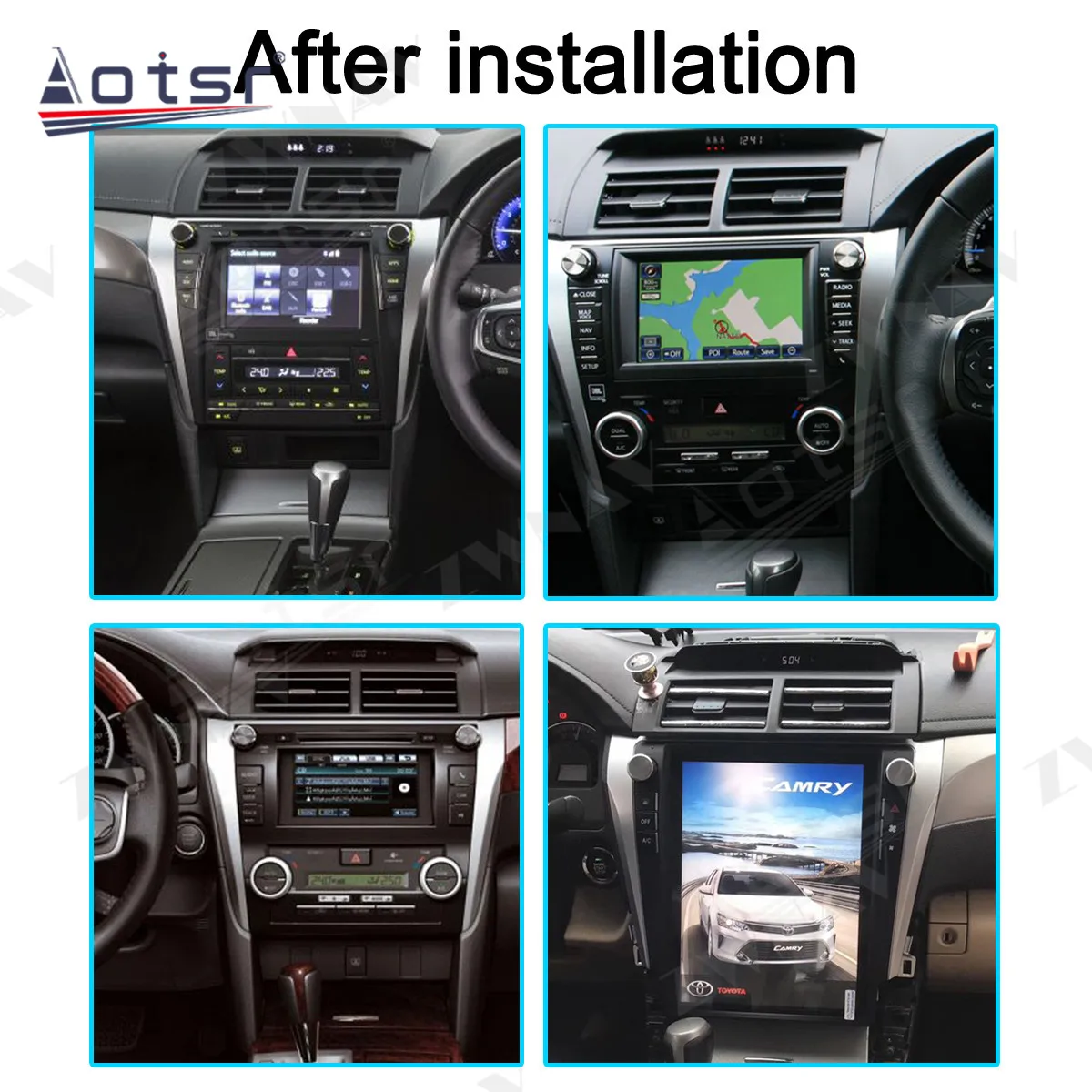 Android 9.0 Tesla Car Multimedia GPS Navigation For Toyota Camry Aurion 2012- 2017 Radio Player