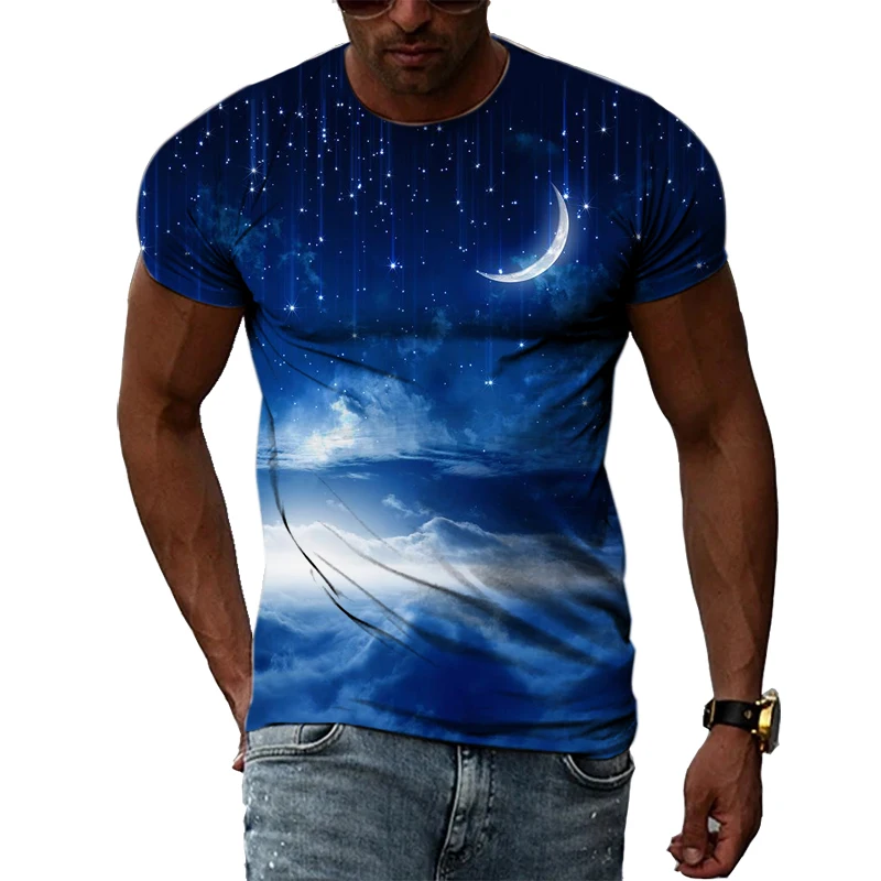 Summer Personality Trend New Men\'s T-shirt Nature Beauty Print Men\'s Street Fashion Harajuku Loose And Comfortable Plus Size Top