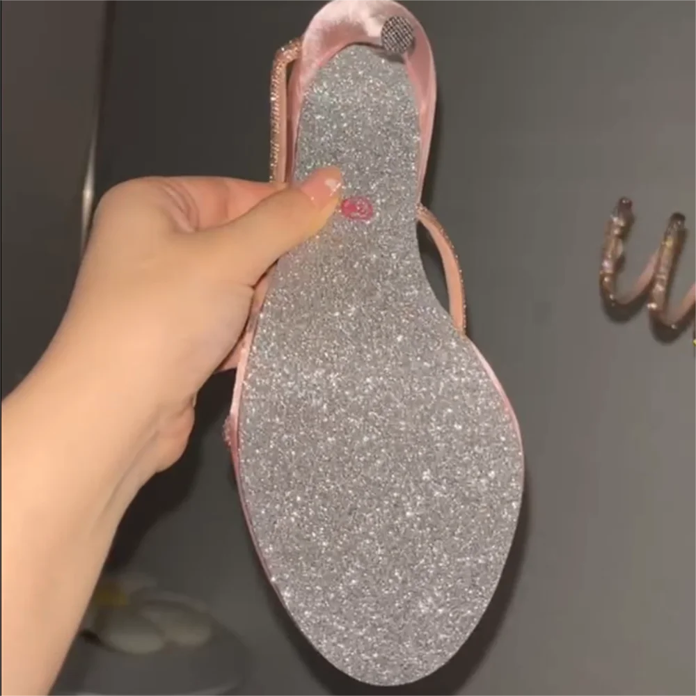 CHMURY brokat różowy szpilki Stiletto kobiet 10cm impreza sandały kobieta z obcasem luksusowy projektant elegancka kobieta sandały