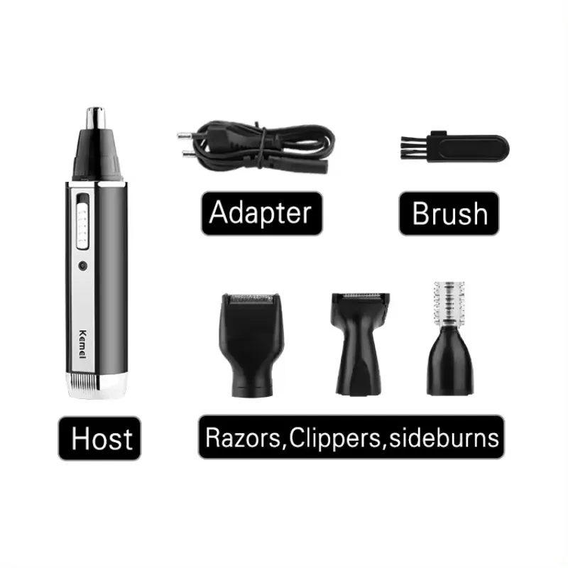 KEMEI Professional Rechargeable Nose Hair Four-Piece Electric Shaver Haircut Cut Nose Hair Eyebrow Knife Four In One KM-6630