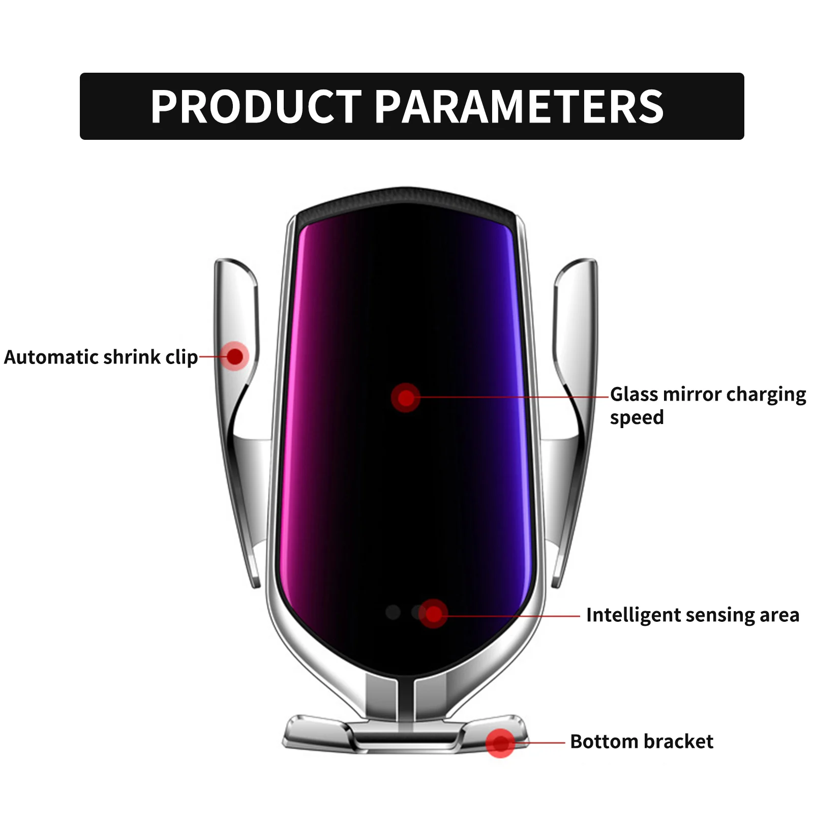 Car Wireless Charger Fast Charging Air Vent Car Phone Mount Auto-Clamping 360 Degree Rotating Phone Bracket Stand