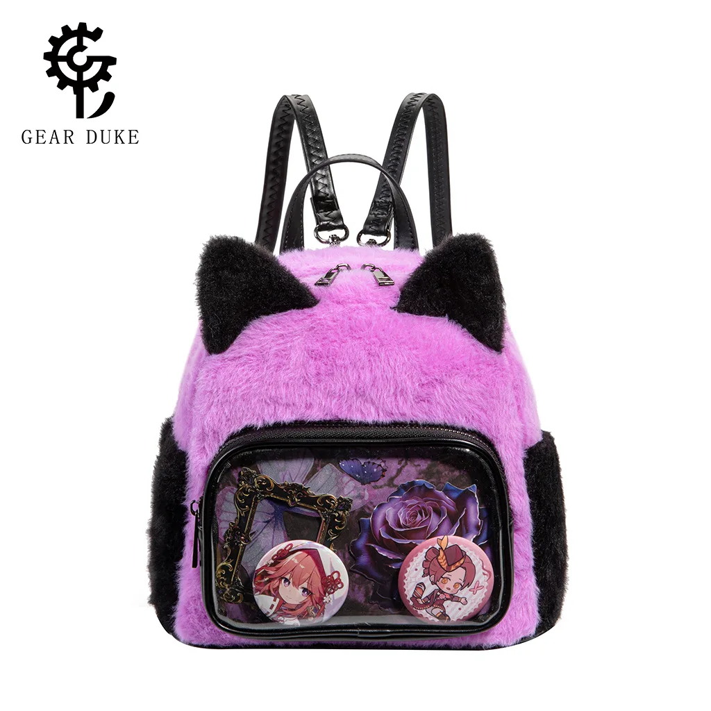 student-trendy-toy-accessory-storage-backpack-plush-ita-bag-japanese-style-large-capacity-badge-display-transparent-backpack