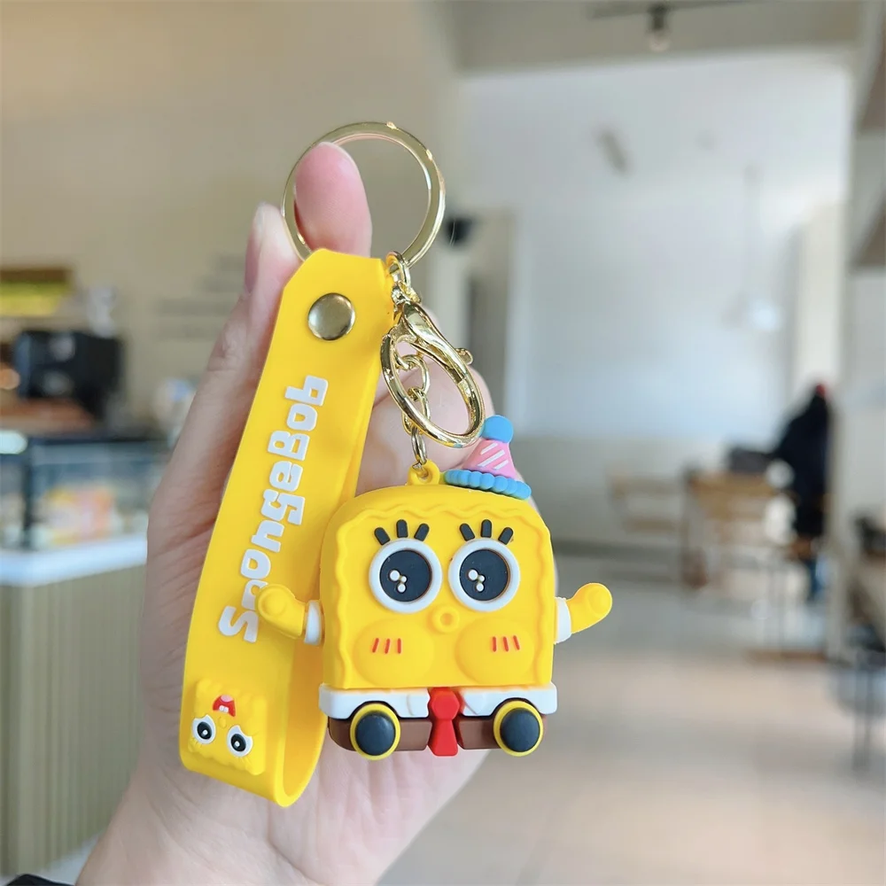 Cartoon Cute SpongeBob Pie Star Keychain Exquisite Doll Women\'s Bag Pendant Hanging Decoration Couple\'s Small Gift ﻿