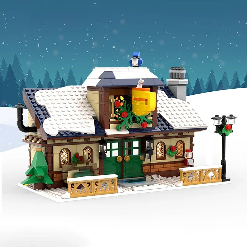 

845PCS Winter Village Cafe Building Block Creative Educational Toy Develop Kid Operational Ability MOC Construction Birthday Gif