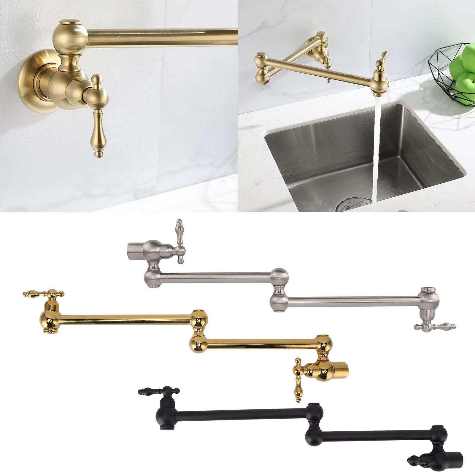 للطي لمط صنبور G1/2 الحائط صنبور المطبخ واحد الباردة 360 درجة الدورية بالوعة صنبور للطي النحاس مياه الحنفية #2