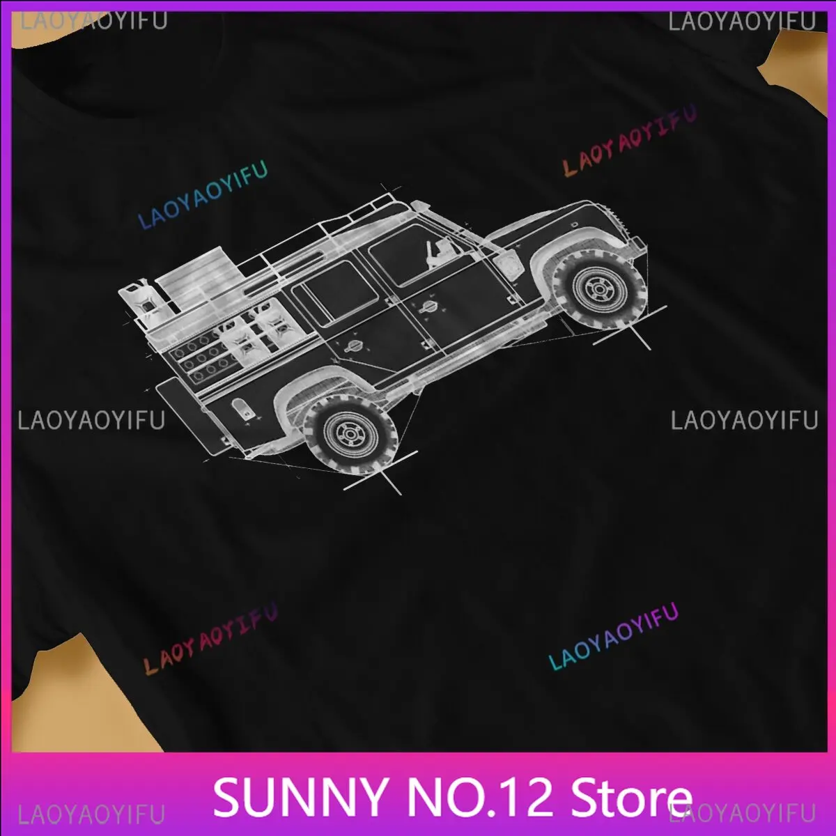 Men\'s T-Shirt Defender 110 rough Blueprint Fashion Customized Tee Shirt Short Sleeve Land Rover SUV T Shirt O Neck Tops Printing