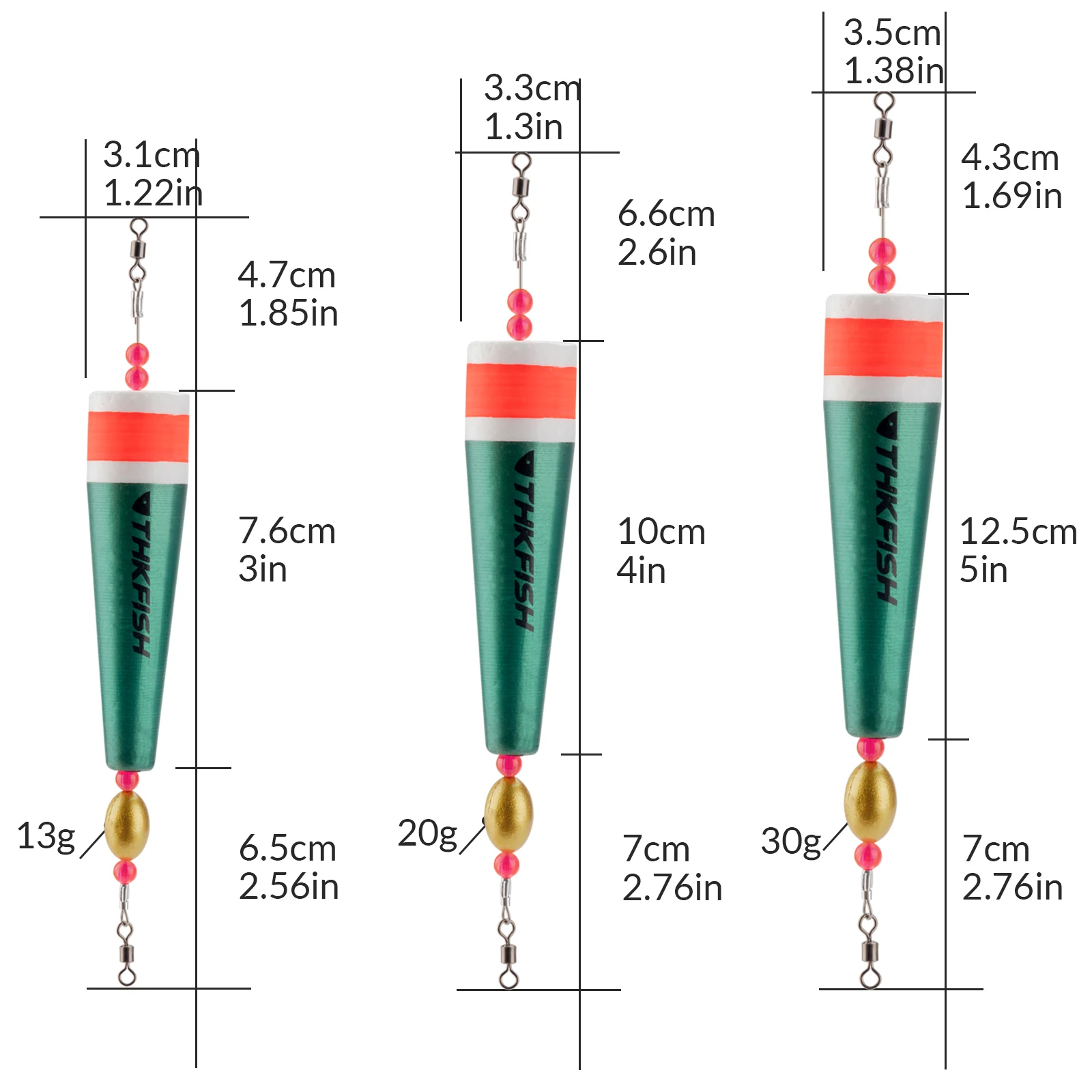 THKFISH 1pcs Fishing Float Floating Buoyancy EVA Foam Slip Bobber Freshwater Sea Fishing Floats With 20g 30g Sinker Swivels