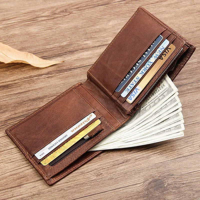 

Men's Purse Made of Genuine Leather Women's Small Wallet Passport Cover Mini Women's Bag Cardholder for Man Cash Wallet