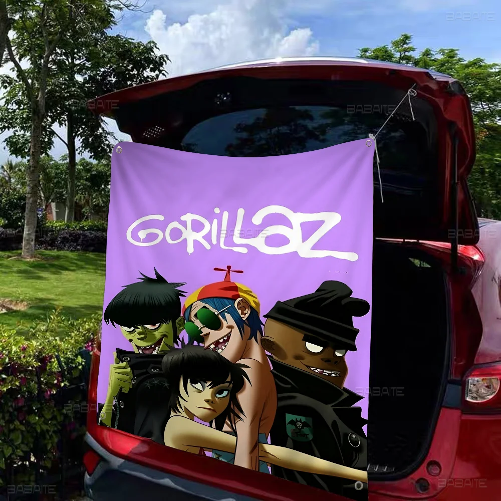 G-Gorillaz Hip Hop Kraft Banner Art Printing Japanese Wall Flag Anime Wall Hanging Home Decor