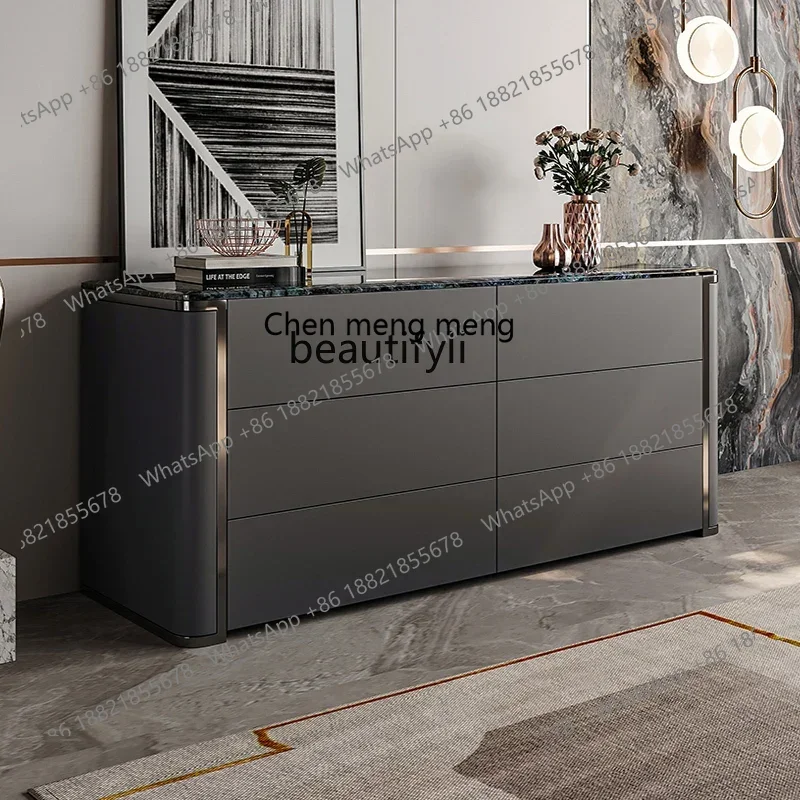 

182C Italian minimalist light luxury porch cabinet, living room against the wall, solid wood bedroom locker, advanced sense