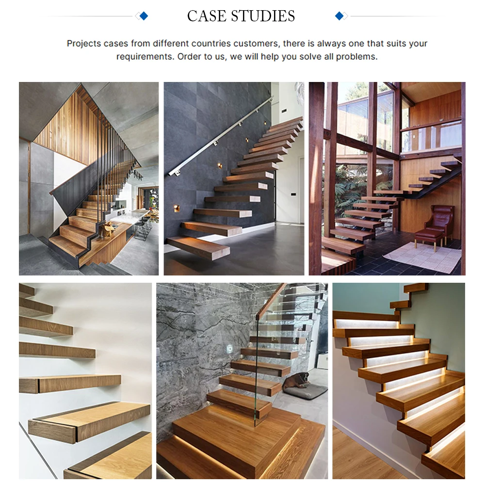 Customization Customized Stairs Modern Luxury Indoor  Wooden Steps Treads Staircase 3.6m*0.3m*0.03m/0.032m/0.037m
