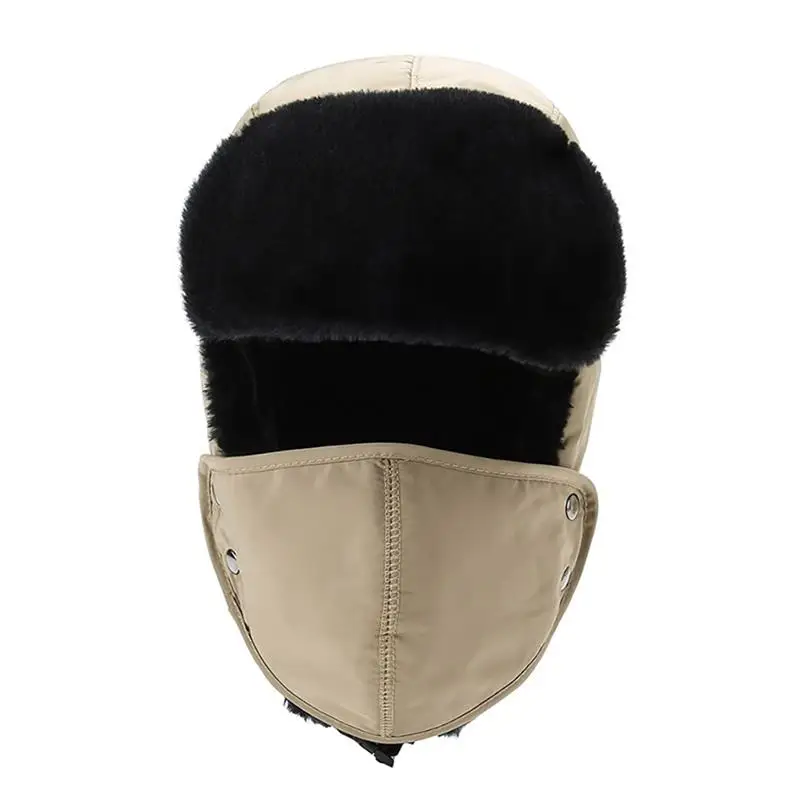 Winter Hat Keep Warm Unisex Winter Trapper Aviator Trooper Earflap Russian Ski Hat With Face Cover Bomber Faux Fur Fashion Hats