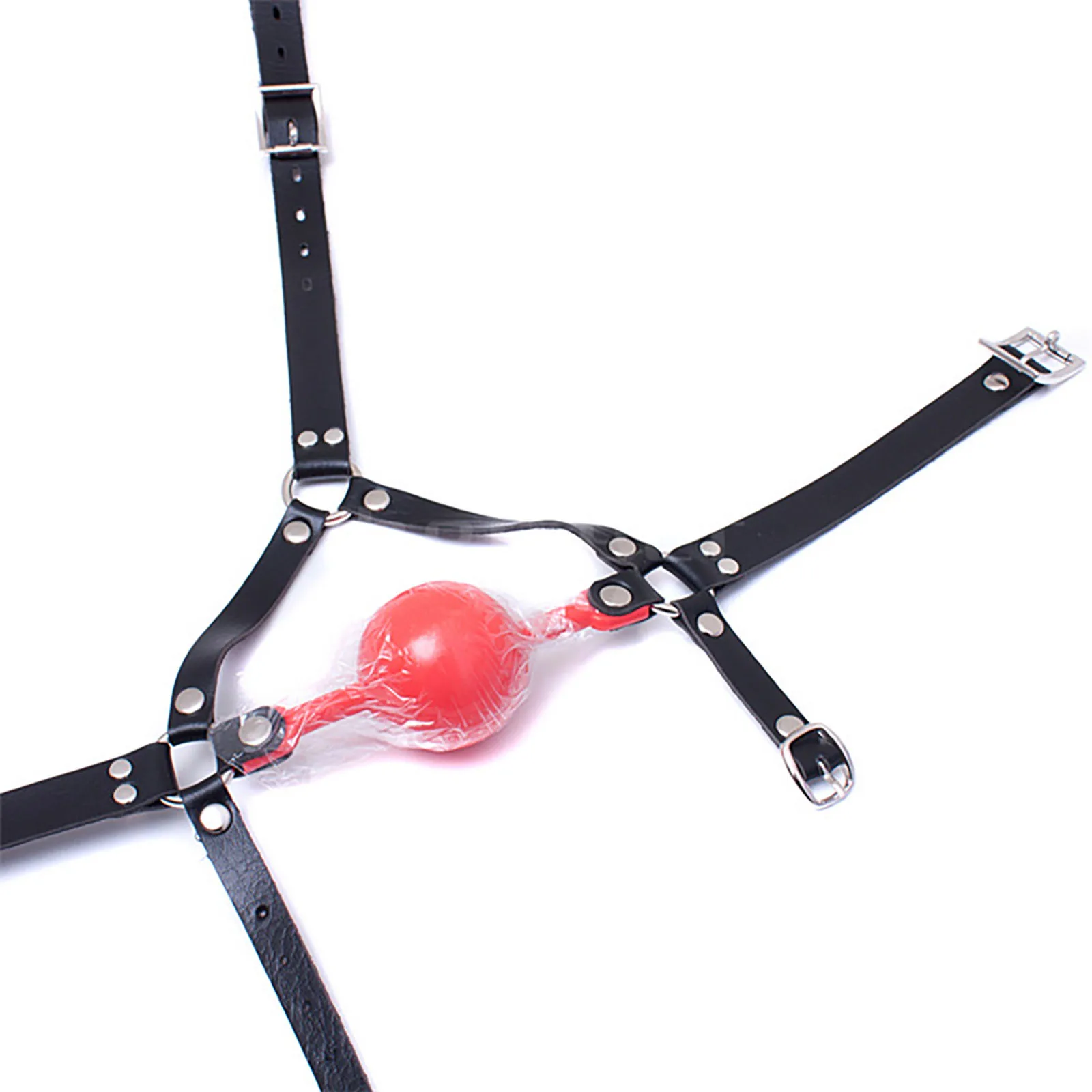 LILUPLAY الجلود Wetlook BDSM قناع هود الأعرجاب فتح الفم ، الصلبة سيليكون الكرة الكمامة ، عبودية والعتاد رئيس تسخير ، ألعاب الجنس للأزواج