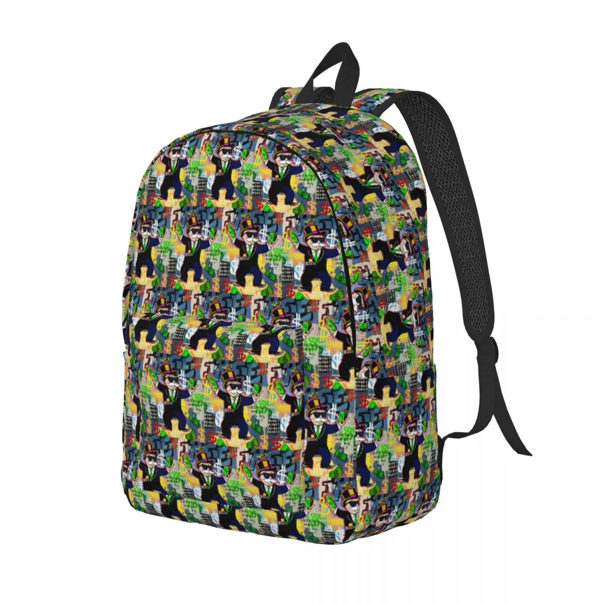 

Monopoly Man Holding Money - Pop Art Backpack Daypack Large Capacity Children BookBag School Bag Shoulder Bags for Boys Girls