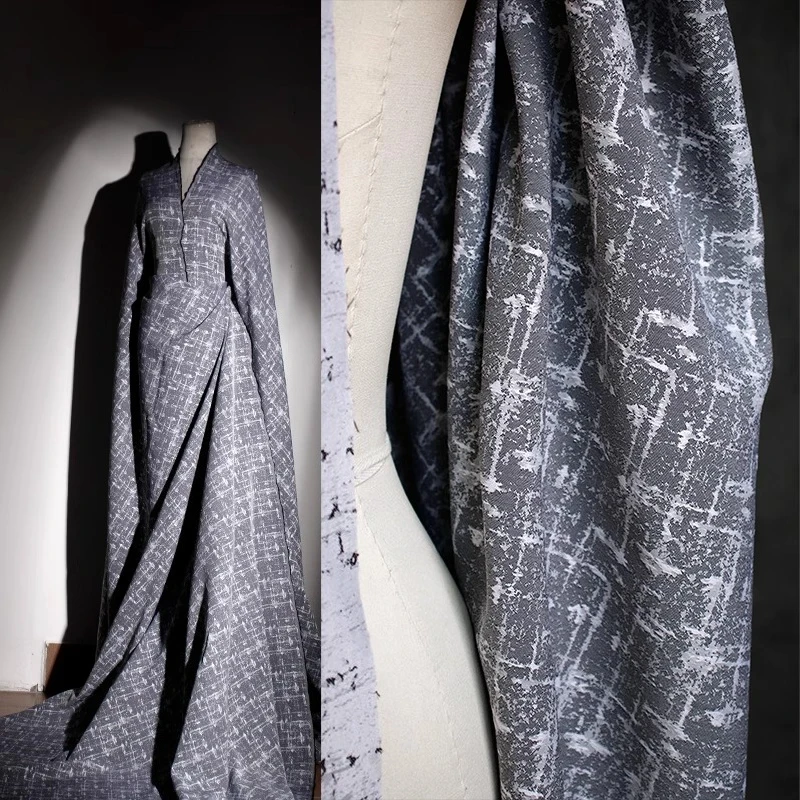 

Gray Irregular Jacquard Textured Fabric for High End Luxury Pants Hats Coats Designer Apparel Customizable Wholesale