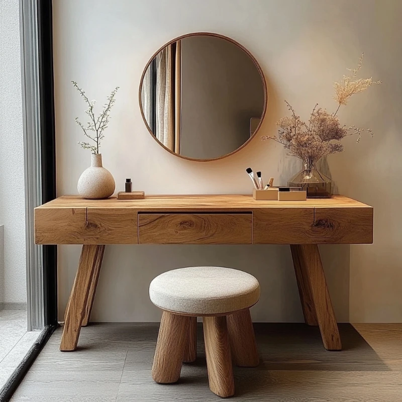 

Song's aesthetics log dresser wabi-sabi wind solid wood makeup table natural shape wood antique bedroom furniture