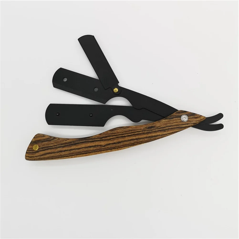 

Wooden Handle Black Chic Straight Barber Steel Razors Shaving Folding Men Vintage Straight Metal Hair Shaper Barber Razor withou