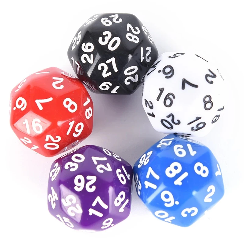 5PCS Polyhedral Dice 30 Sided Funny Board Games For Adullts And Children Math Games Juegos De Mesa Familiares Divertidos