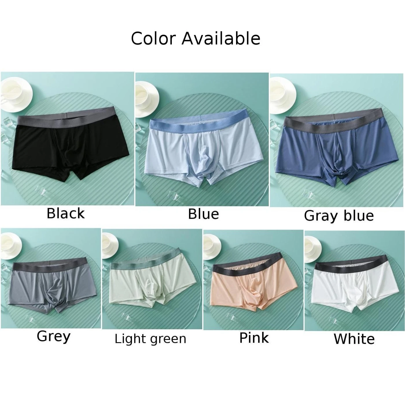 Men Ice Silk Breathables Panties Solid Soft Briefs Sexy Bulge Pouch Separation Shorts Summer Underwear Underpant