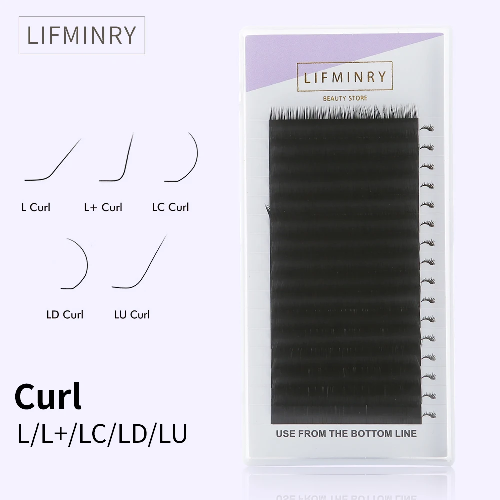 L/ LU 16rows/case 9~14mm  premium natural synthetic mink individual eyelash extension   Shaped Makeup