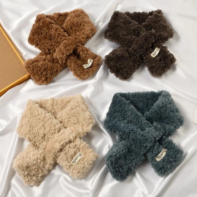 

Корейская версия универсального плюшевого воротника из искусственного кроличьего меха сохраняет тепло осенью и зимой, милый шарф для студентов, мягкий шарф для девочек