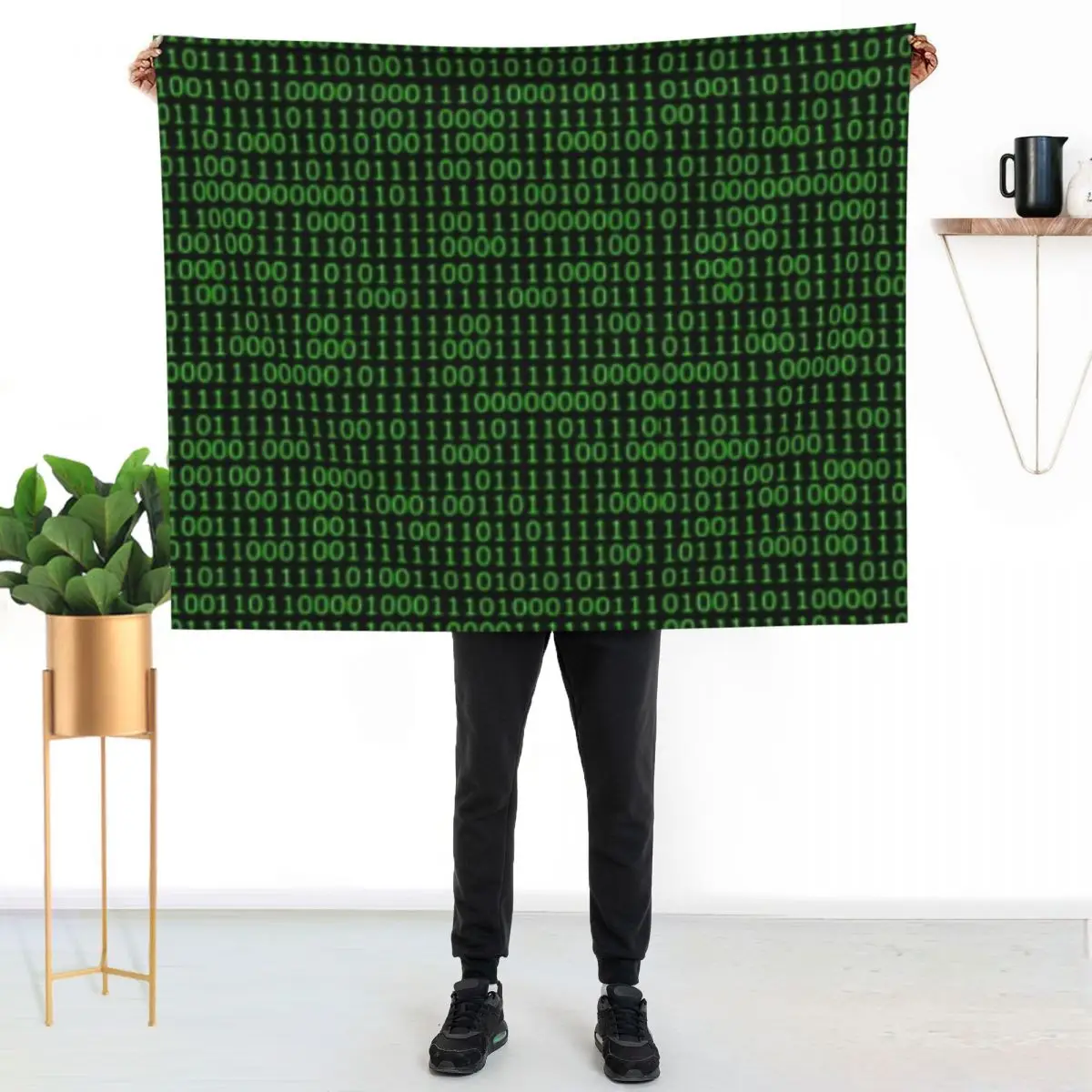 Binary Code Throw Blanket Cozy Warm Blanket for Bed Room Decor