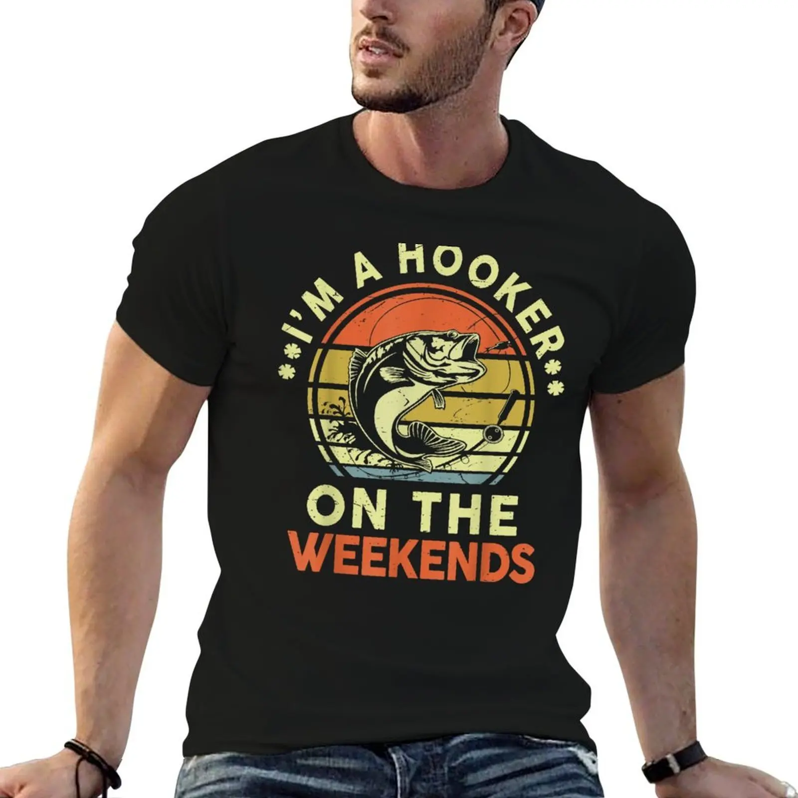 Funny Bass Fish Dad Hooker Weekend Adult Humor Fly Fishing T-Shirt Personalized t-shirt Blouse black t shirts for men