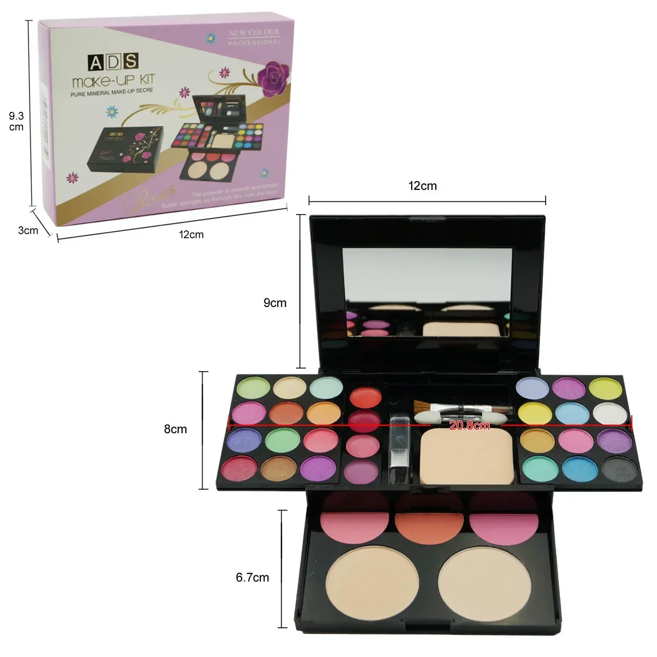 Neues Make-up-Geschenkset für Frauen, komplettes Kit, All-in-One-Box, Gesichtspuder, Lidschatten-Palette, Lippenstift, Make-up-Pinsel, Textmarker, Bronzer