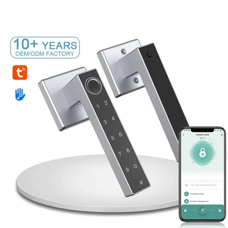 

SF043 Black Smart Door Lock With Fingerprint Tuya Aluminum Alloy Handle for 60/70mm Home Security Daretang Smart Locks
