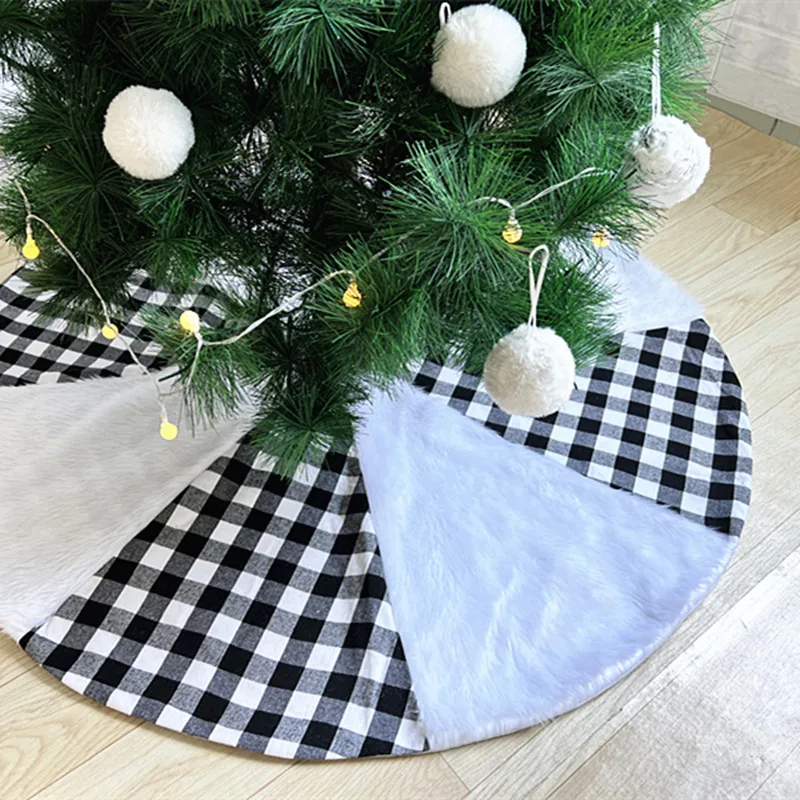 Christmas Tree Skirt White Carpet, Base Floor Mat, Cover for Home, New Year Decoration, 90 cm, 120cm