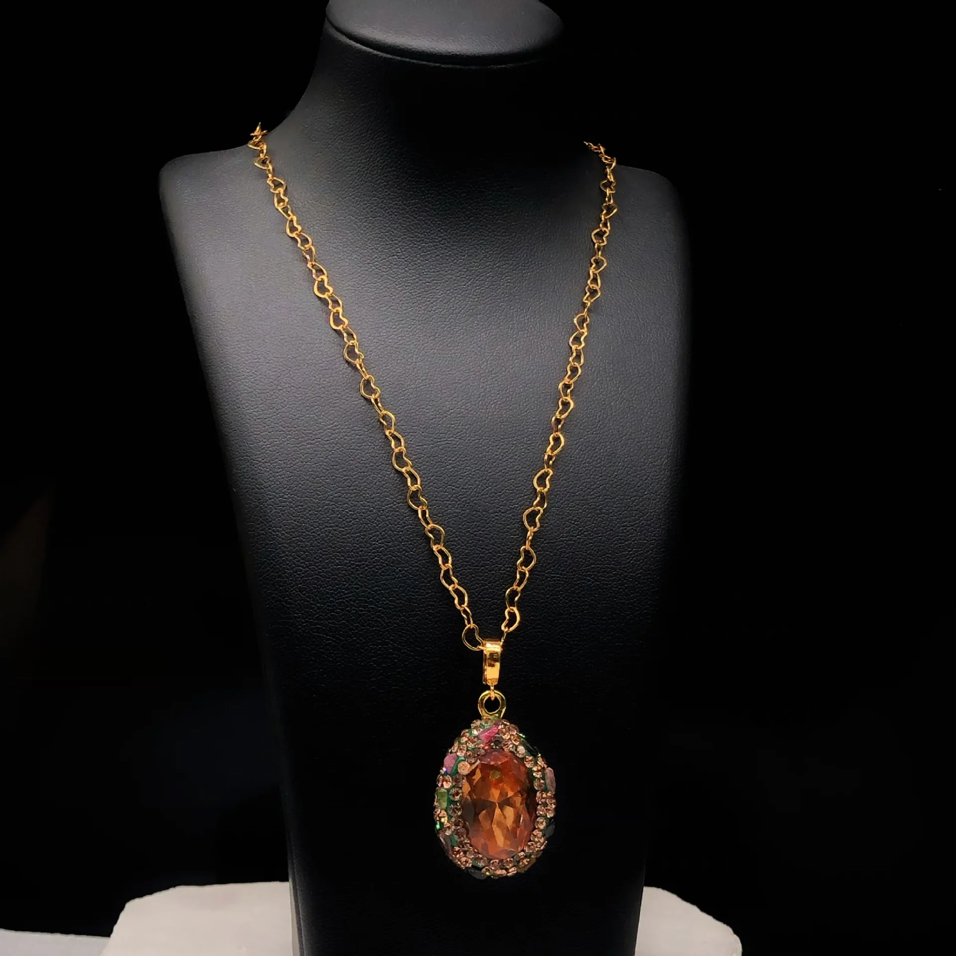 

Ожерелье «Любовь» из титановой стали, светлый цвет, натуральный камень, подвеска в виде капли воды, инкрустированный цветным турмалином, длинная цепочка для свитера