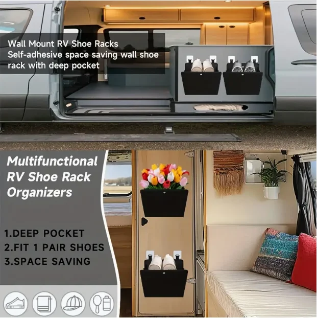 2 قطعة من RV باب تخزين أكياس الأحذية RV الحائط الباب الأحذية تخزين أكياس تخزين النسيج أكياس معلقة RV المعسكر اكسسوارات