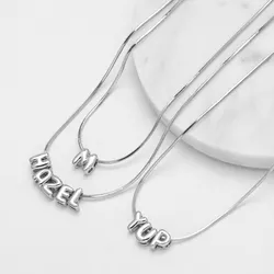 FLOLA Mini Silver Plated 26 Letters Necklaces For Women Snake Chain DIY Name Necklaces Small Jewelry Gifts nkeb300