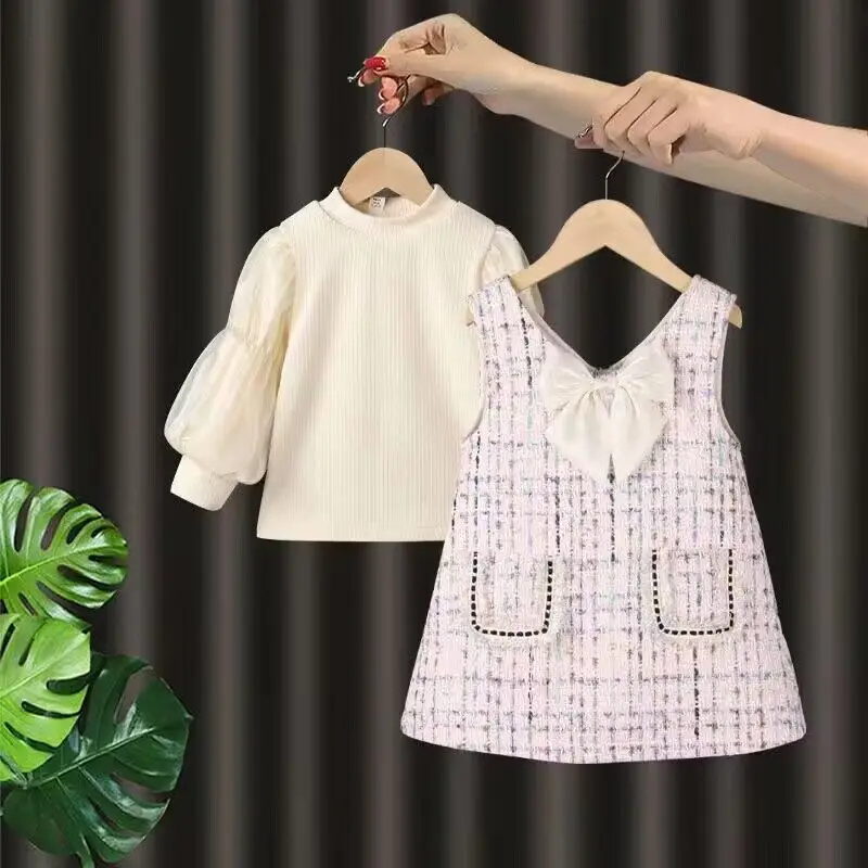 Girls 2022 Clothing Suit  Spring Autumn Sets Baby Casual Sleeveless T-shirt +Dress Kids Clothing Sets Baby Clothes Outfits 2 3 6