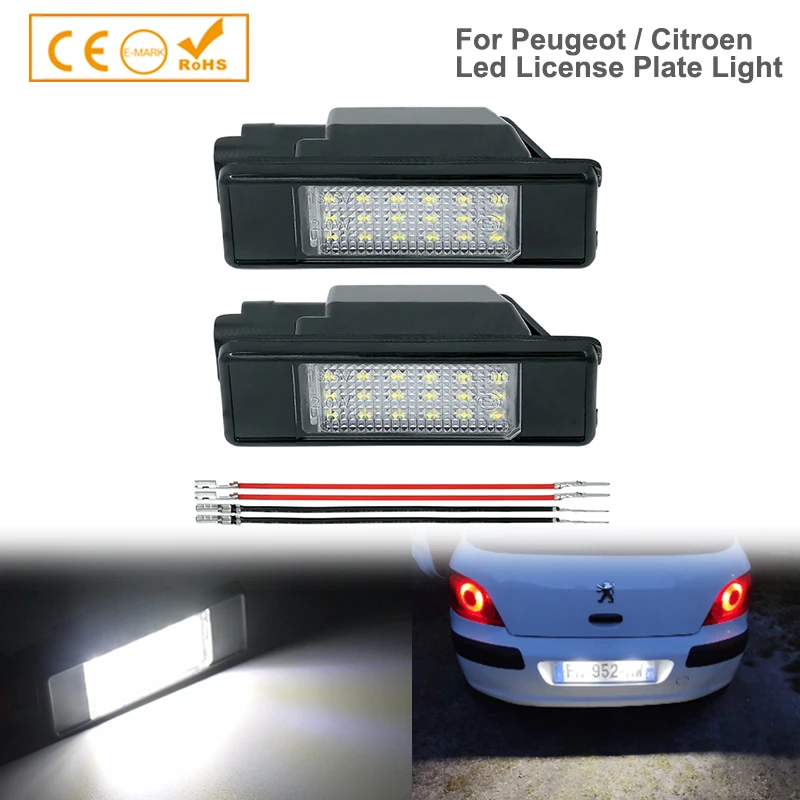 2Pcs for Citroen LED License Number Plate Light Lamp OEM# 6340G3 6340G9 C2 C3 C4 C5 C6 C8 Canbus