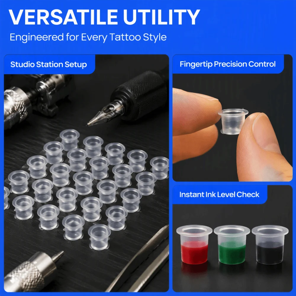Bulk 300 PCS Bulk Pack Ink Caps Cups Plastic Material Clear Transparent Disposable Cups 3 Sizes Mixed Pigment Caps For Studio