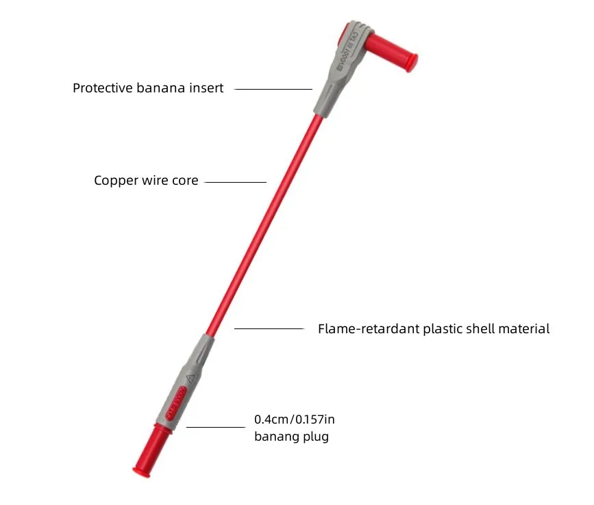 Cleqee P1033 2PCS Safety Banana Plug Test Lead 90 Degree To Straight Multimeter Test Cable 100CM 1000V/15A image 3