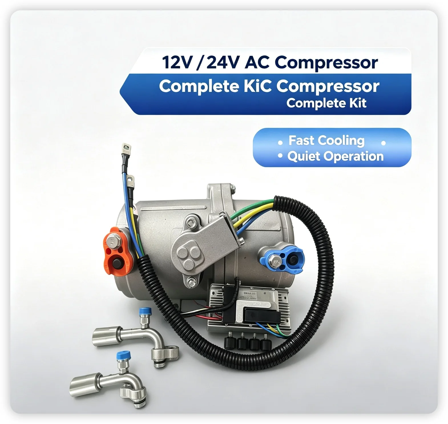 12V 600W 24V 850W Electric Scroll Compressor Universal Parking Air Conditioner Compressor for Truck RV Van Car Air Conditioning