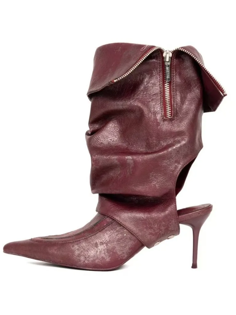 

Women's Pointed Stiletto Heels Short Boots with Back Air Side Zipper Fashion Party Women's 34-46 Women's Ankle Boots