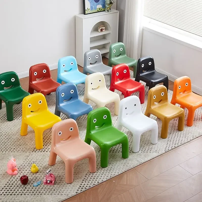 Nordic Creative Low Chair with Backrest Cute Design Thickened PE Plastic Stool Bench for Learning Living Room Bedroom Home