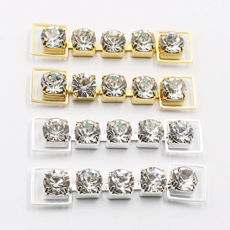 New 10Pcs13 * 55MM Single Row Fully Transparent Rhinestone Bikini Connection Button Swimsuit Bikini Decorative Metal