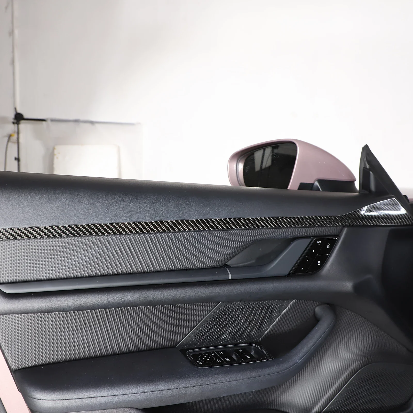 For Porsche Taycan 2019 2020 2021 2022 Soft Carbon Fibre Car Inner Door plate Trim Strip Sticker Car Accessories