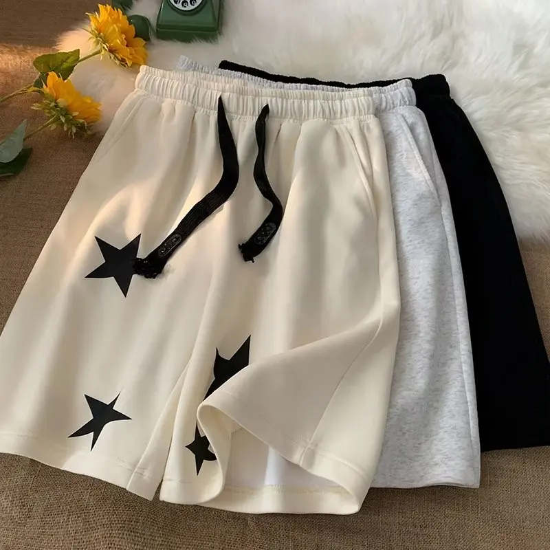 woman Drawstring Shorts Summer Comfortable Loose Pentagram Printed Harajuku Sports  women Street Jogger biker shorts men