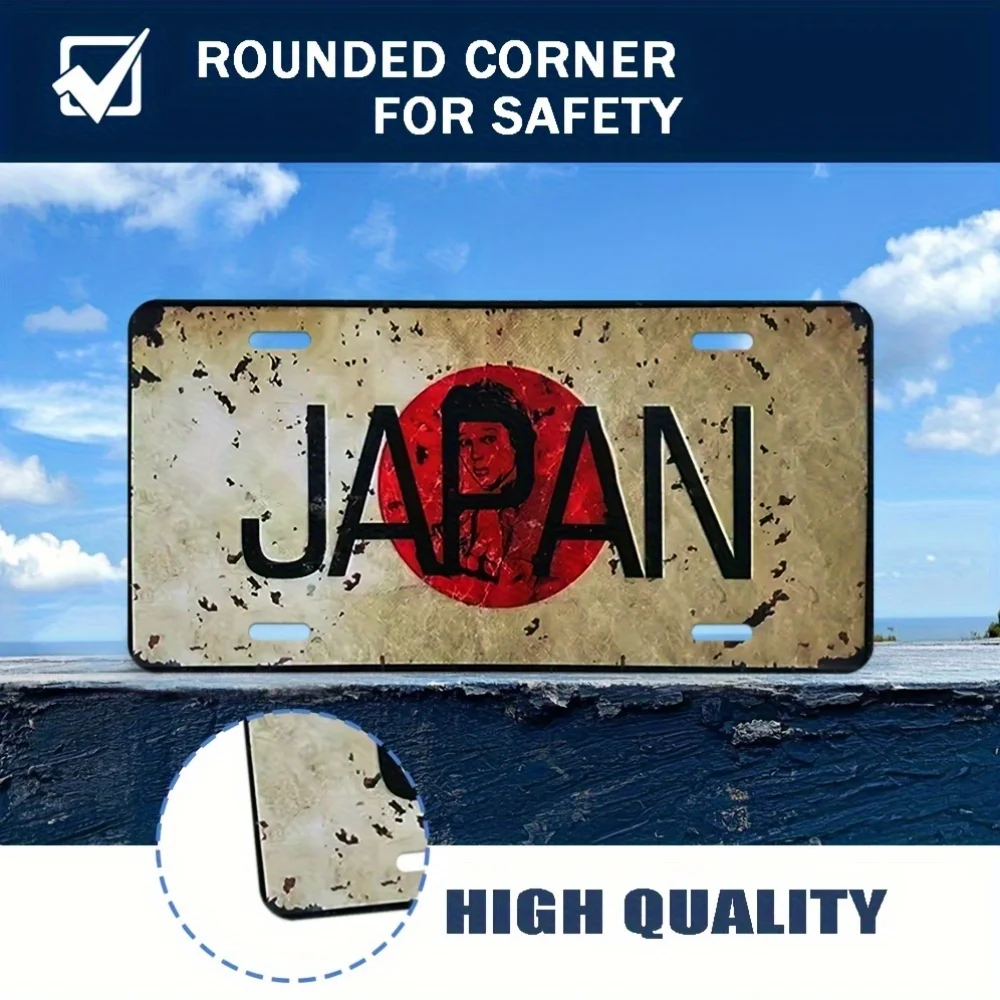 2D Flat Printing Vintage "JAPAN" with Rising Sun & Geisha Silhouette Illustration Aluminum Tin Painting, License Plate Style Jap - view 4