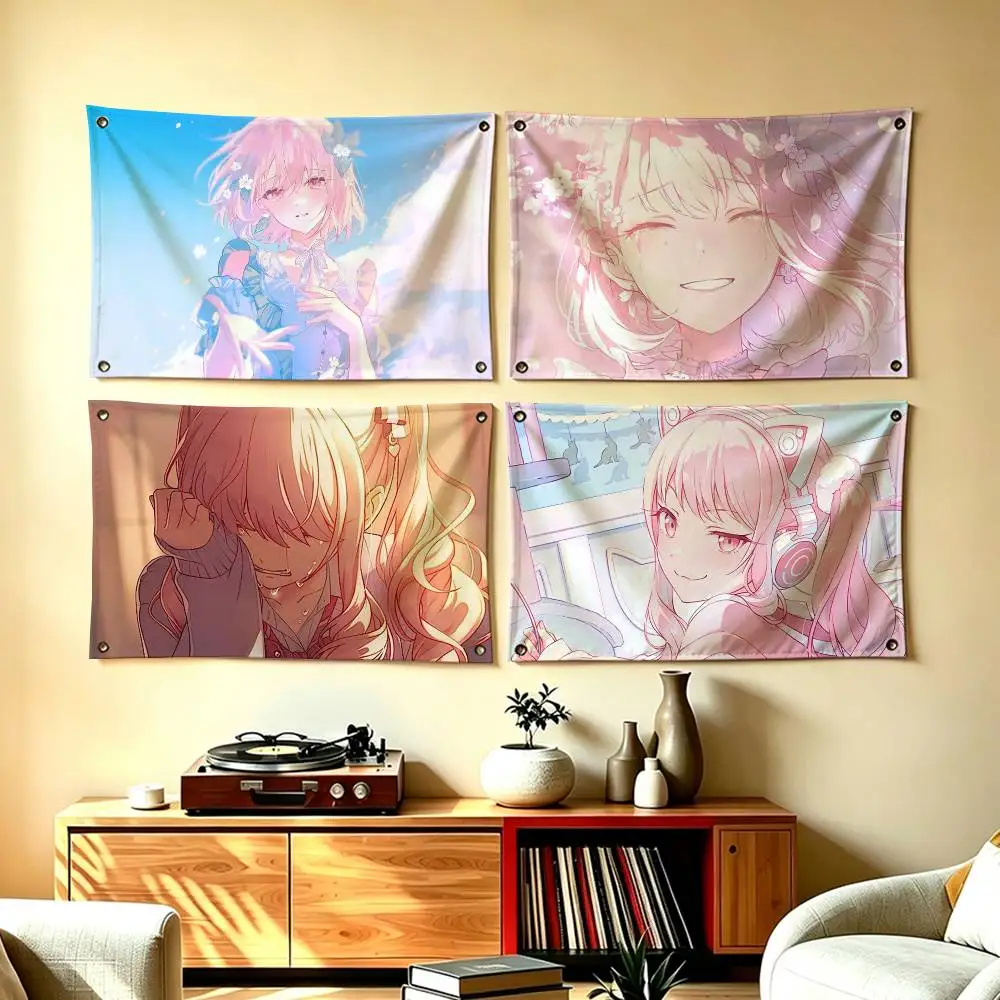 Mizuki Akiyama P-Project SEKAI  Flags Wall Hanging Tapestry Outdoor Garage Room Decorative flag Background Blanket