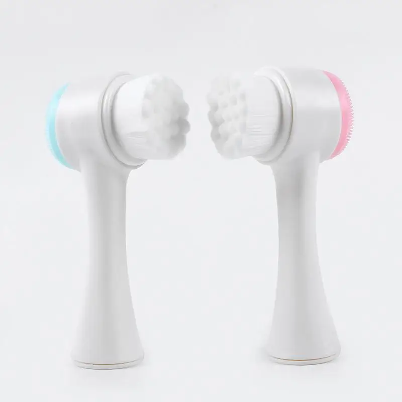 3D Doppel-Silikon-Gesichtsreinigungsbürste, manuelle Massage-Gesichtsbürste, weiche Borsten, Peeling-Bürste, doppelseitige Gesichtswaschbürste, 1 Stück – Detail 4