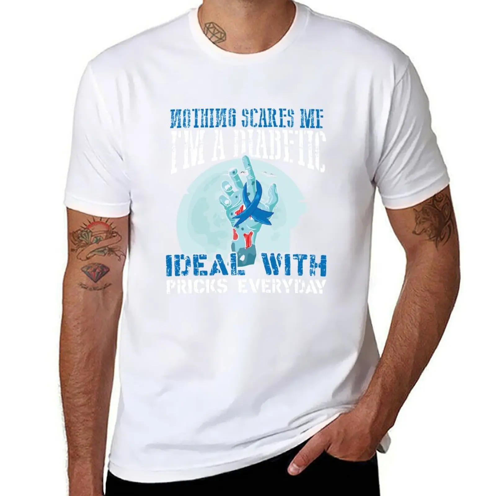 

Nothing Scares Me I'm A Diabetic T-Shirt man t shirt designer t shirts for man pack white T-Shirt