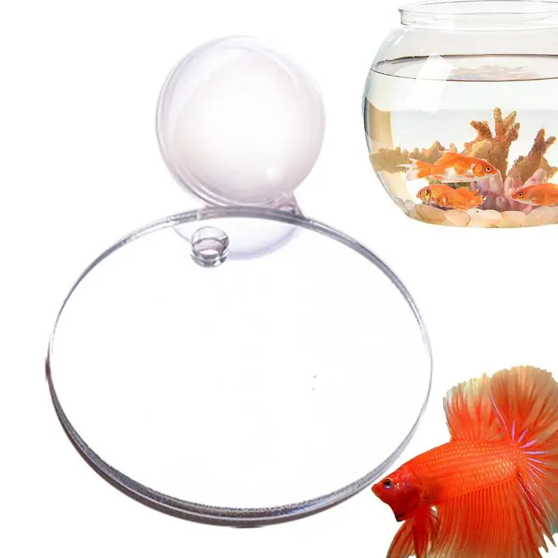 Floating Betta Exercise Mirror Round Amusing Fishbowl Mirror Thematic Ornaments For Fish Tank. Home Office Living Room Aquariums