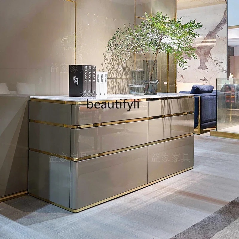 

FAEntrance cabinet Italian light luxury new solid wood TV marble dining side chest designer furniture